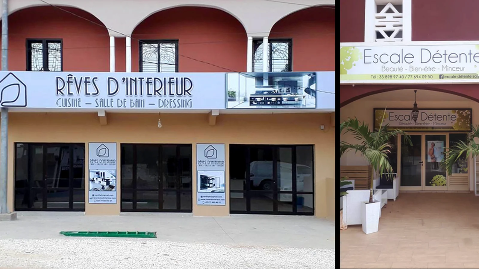Habillages façades — Rêves d'intérieur et Escale Détente Saly